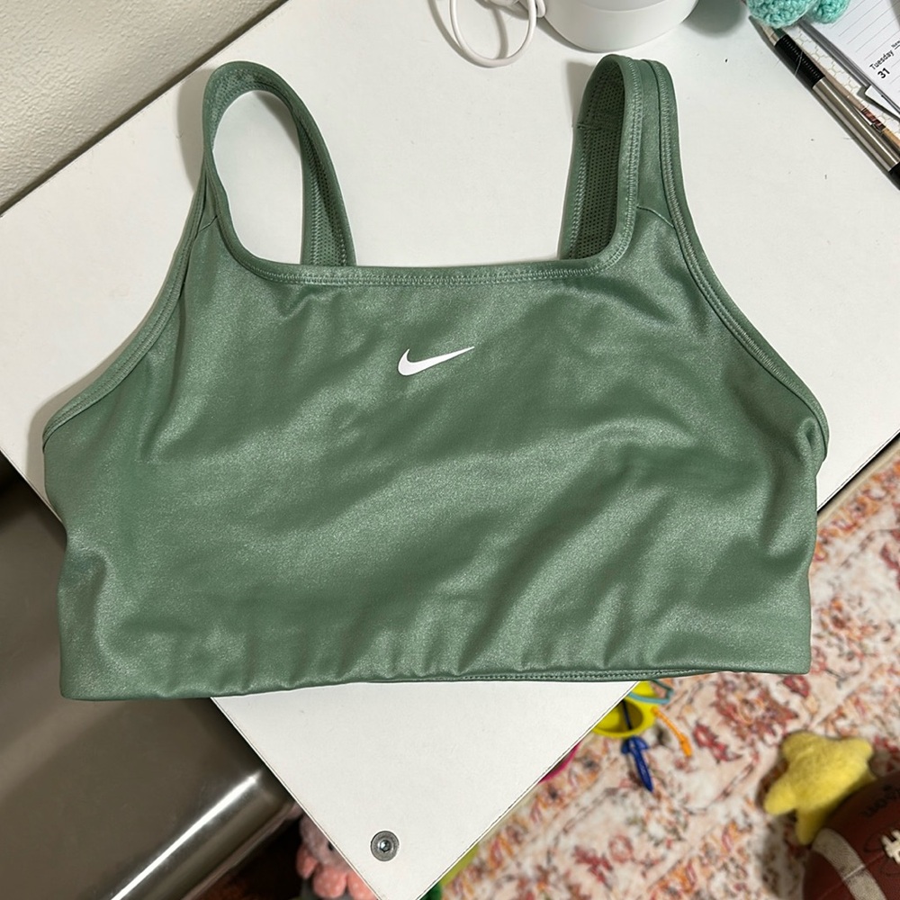 Nike Green Shimmer Shine Square Neck Sports Bra